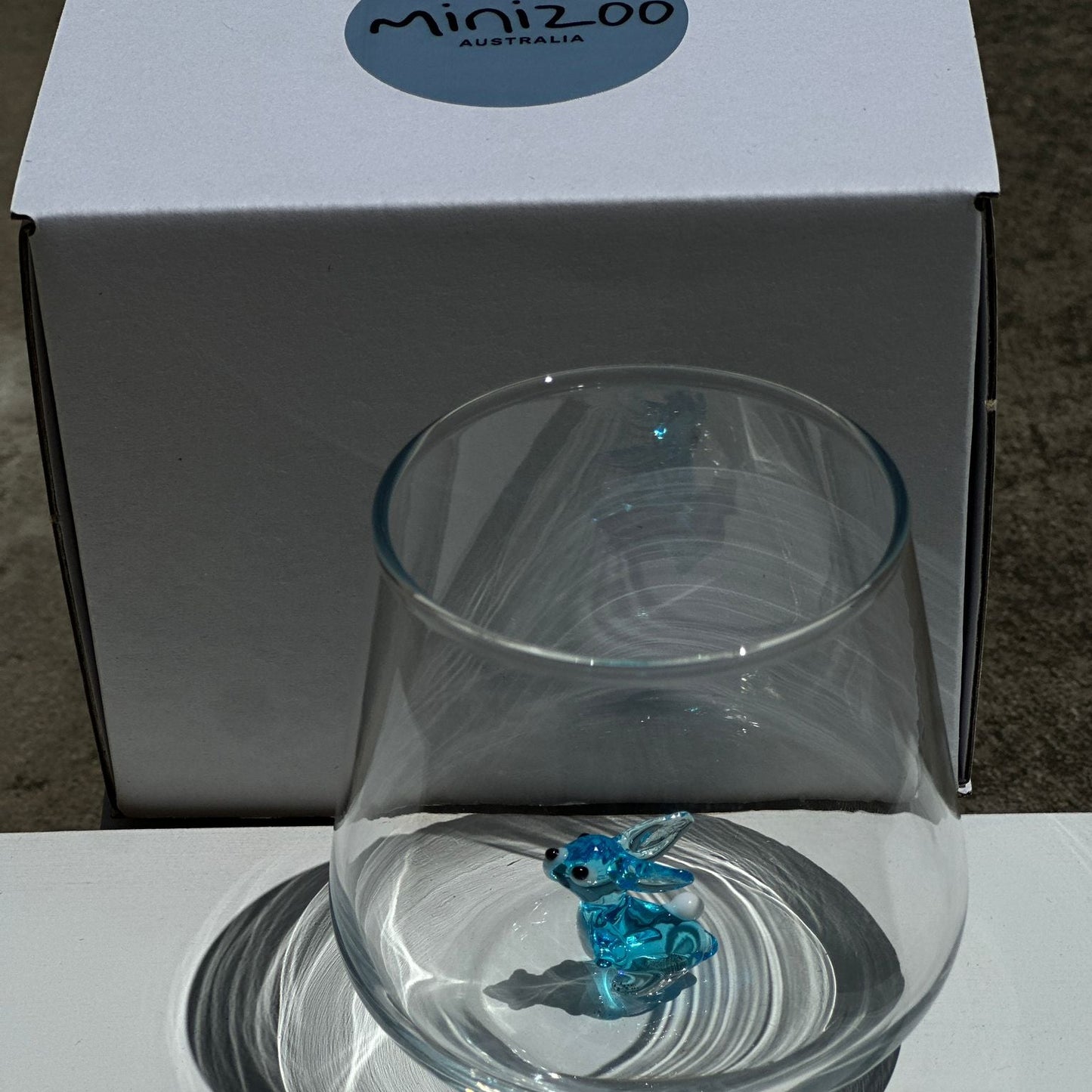 Blue Pom Pom Bunny Glass